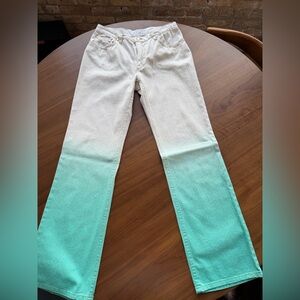 Roberto Cavalli Gradient White and Green Women Jeans